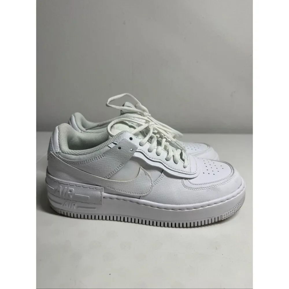 NIKE Women’s Air Force 1 Shadow Sneakers Triple White Size 9,5 US